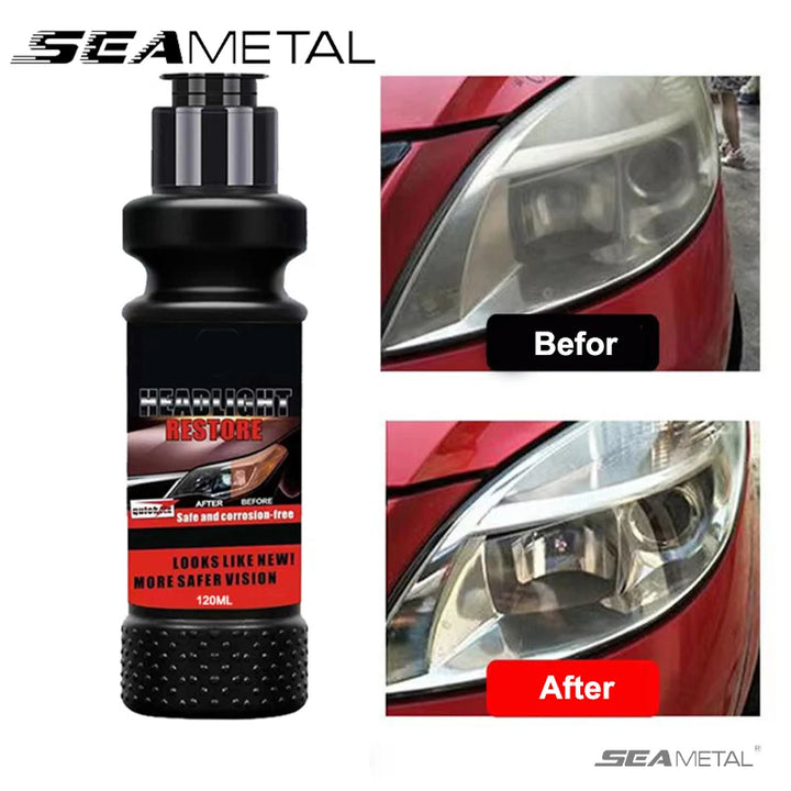 SEAMETAL 120ML Car Headlight Restoration Polishing Cream Headlamp Repair Fluid Car Light Polisher Cleaning Paste Refurbish Tools